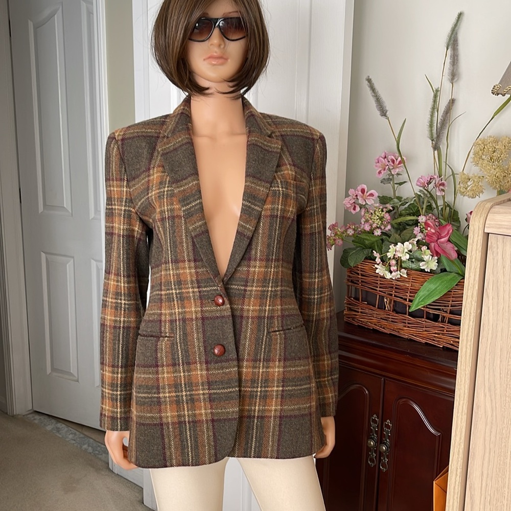 Lauren Ralph Lauren Heritage Plaid Wool Blazer Tailored Equestrian Jacket - Picture 14 of 14